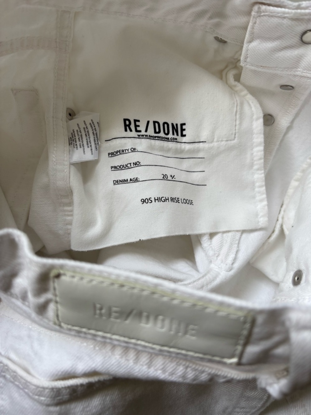 Re/Done White 90s High Rise Loose Ripped Jeans - Picture 7 of 11